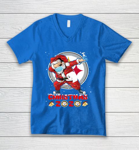Pittsburgh Steelers Funny Santa Claus Dabbing Christmas 2020 NFL V-Neck T-Shirt 5