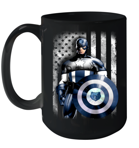 Memphis Grizzlies NBA Basketball Captain America Marvel Avengers American Flag Shirt Ceramic Mug 15oz