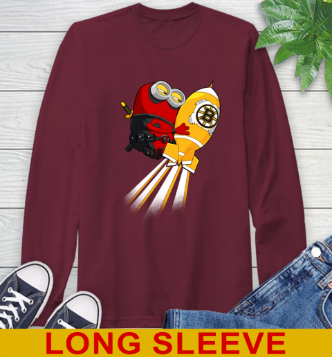 NHL Hockey Boston Bruins Deadpool Minion Marvel Shirt Long Sleeve T-Shirt 7