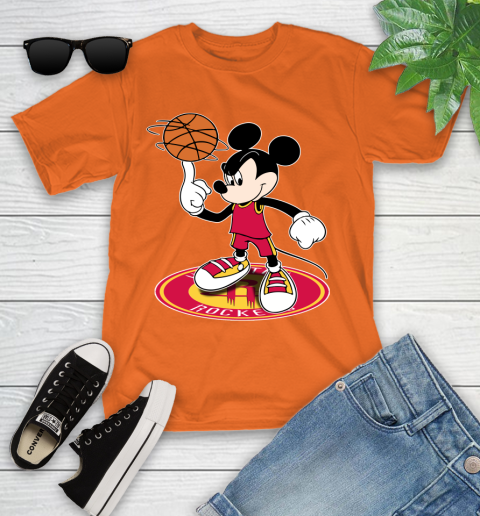 NBA Basketball Houston Rockets Cheerful Mickey Disney Shirt Youth T-Shirt 7