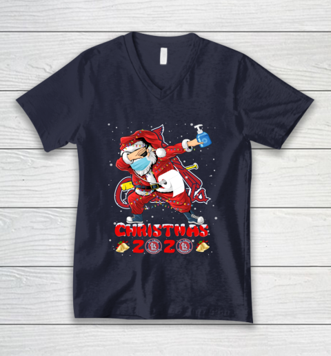 St.Louis Cardinals Funny Santa Claus Dabbing Christmas 2020 MLB V-Neck T-Shirt 2