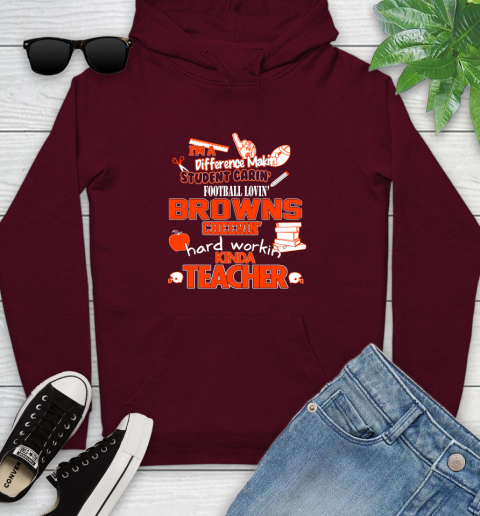Cleveland Browns NFL I'm A Difference Making Student Caring Football Loving Kinda Teacher Youth Hoodie 7