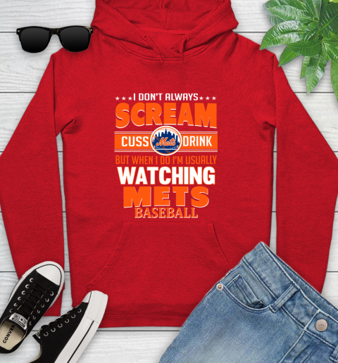 New York Mets MLB I Scream Cuss Drink When I'm Watching My Team Youth Hoodie 12