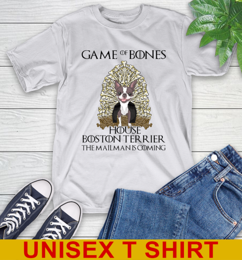 Game of bones house boston terrier dog the mailman is coming tshirt 12
