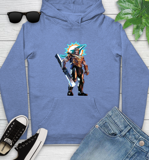 NFL Thanos Gauntlet Avengers Endgame Football Miami Dolphins Youth Hoodie 12