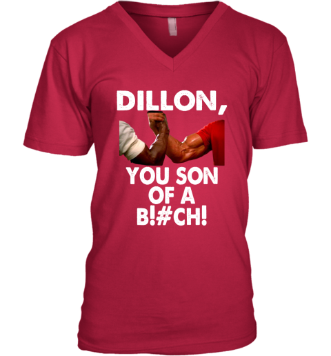 77zn dillon you son of a bitch predator epic handshake shirts v neck unisex 8 front cherry red