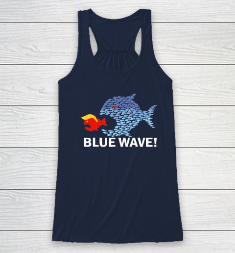 Blue Wave 2024 Funny Big Fish Eat Little Fish Trump Hair Racerback Tank 5