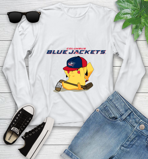 NHL Pikachu Hockey Sports Columbus Blue Jackets Youth Long Sleeve