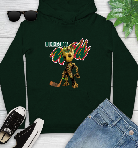 Minnesota Wild NHL Hockey Groot Marvel Guardians Of The Galaxy Youth Hoodie 13