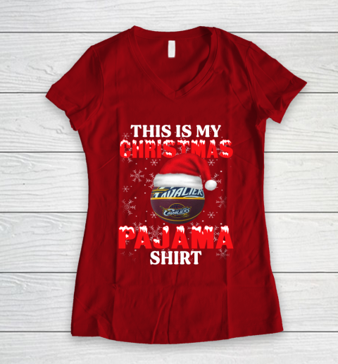 Cleveland Cavaliers This Is My Christmas Pajama Shirt NBA Women's V-Neck T-Shirt 8