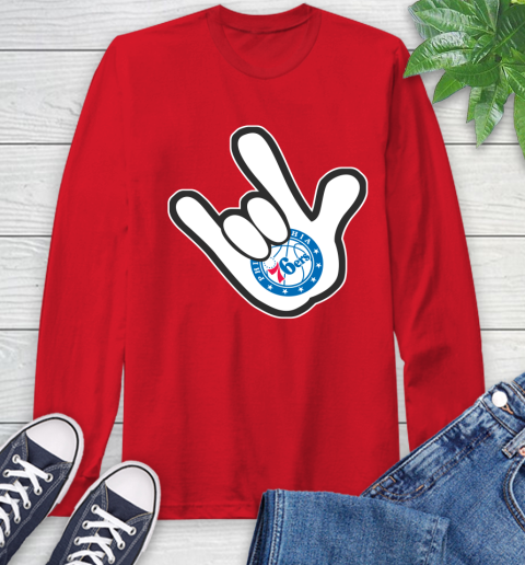 Philadelphia 76ers NBA Basketball Mickey Rock Hand Disney Long Sleeve T-Shirt 11 Philadelphia 76ers NBA Basketball Mickey Rock Hand Disney Long Sleeve T-Shirt - Image 11