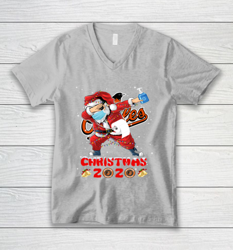 Baltimore Orioles Funny Santa Claus Dabbing Christmas 2020 MLB V-Neck T-Shirt 3