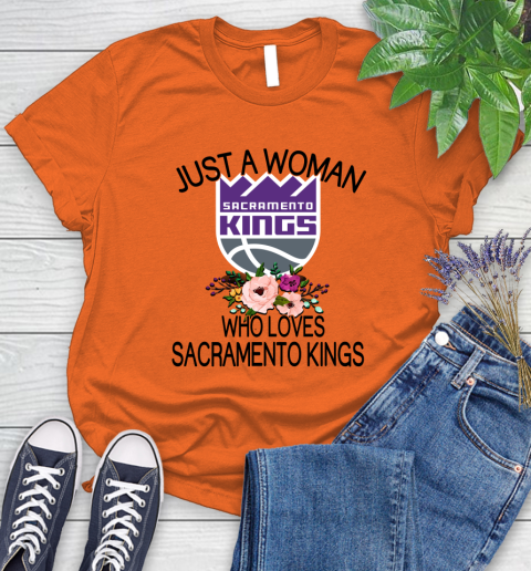 NBA Just A Woman Who Loves Sacramento Kings Basketball Sports Women's T-Shirt 2