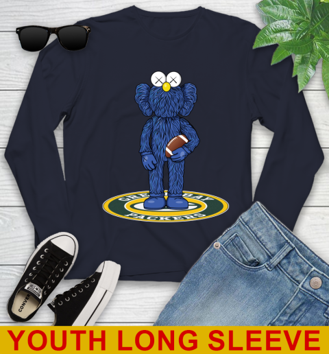 NFL Football Green Bay Packers Kaws Bff Blue Figure Shirt Youth Long Sleeve 3