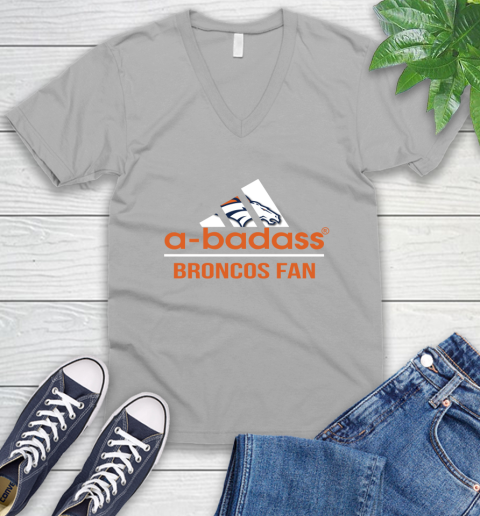 Denver Broncos NFL Football A Badass Adidas Adoring Fan Sports V-Neck T-Shirt 3
