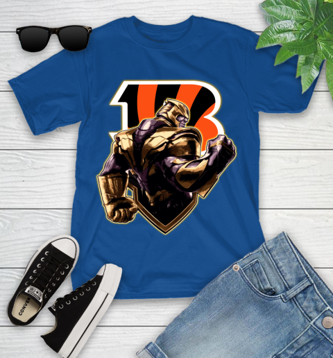 NFL Thanos Avengers Endgame Football Sports Cincinnati Bengals Youth T-Shirt 9