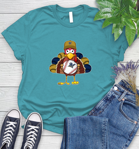Milwaukee Brewers Turkey thanksgiving Women's T-Shirt 12