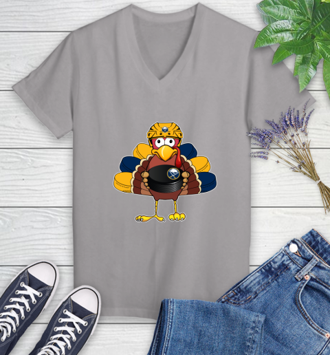 Buffalo Sabres Turkey Thanksgiving Day Women's V-Neck T-Shirt 4