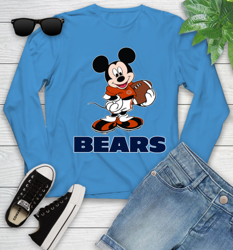 NFL Football Chicago Bears Cheerful Mickey Mouse Shirt Youth Long Sleeve 7