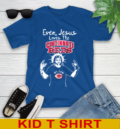 Cincinnati Reds MLB Baseball Even Jesus Loves The Reds Shirt Youth T-Shirt 10