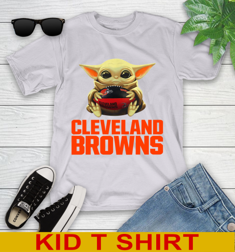 NFL Football Cleveland Browns Baby Yoda Star Wars Shirt Youth T-Shirt 5