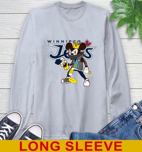 Winnipeg Jets NHL Hockey Mickey Peace Sign Sports Long Sleeve T-Shirt 6