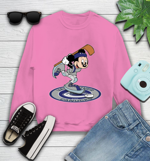 NHL Hockey Vancouver Canucks Cheerful Mickey Disney Shirt Youth Sweatshirt 6