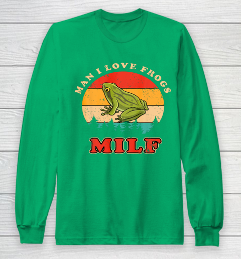 MILF Man I Love Frogs Funny Retro Frog Long Sleeve T-Shirt 4