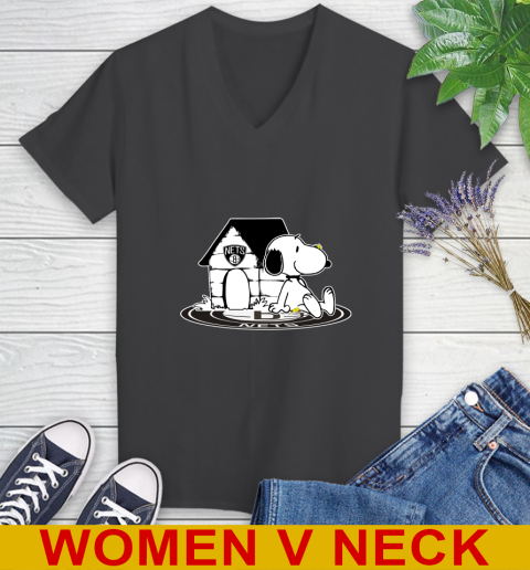 NBA Basketball Brooklyn Nets Snoopy The Peanuts Movie Shirt Women's V-Neck T-Shirt 9