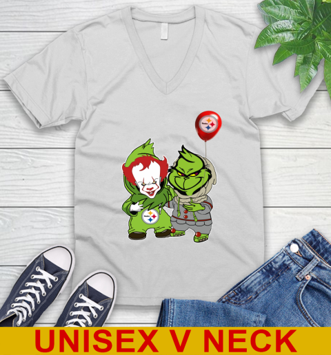Pittsburgh Steelers Baby Pennywise Grinch Christmas NFL Football V-Neck T-Shirt