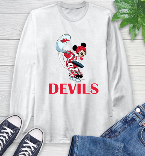 NHL Hockey New Jersey Devils Cheerful Mickey Mouse Shirt Long Sleeve T-Shirt 2