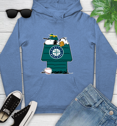 MLB Seattle Mariners Snoopy Woodstock The Peanuts Movie Baseball T Shirt Youth Hoodie 12