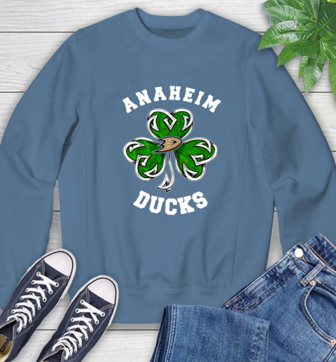 NHL Anaheim Ducks Three Leaf Clover St Patrick's Day Hockey Sports Sweatshirt 8