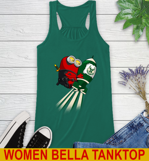 NBA Basketball Milwaukee Bucks Deadpool Minion Marvel Shirt Racerback Tank 5