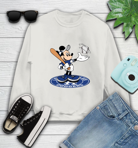 MLB Baseball Los Angeles Dodgers Cheerful Mickey Disney Shirt Sweatshirt 12