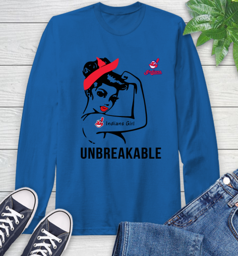 MLB Cleveland Indians Girl Unbreakable Baseball Sports Long Sleeve T-Shirt 7