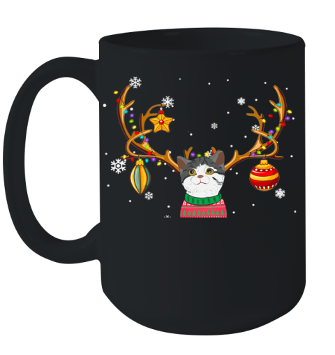Cat Reindeer Christmas Holiday Funny Ceramic Mug 15oz