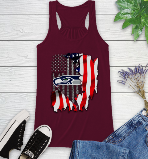 Seattle Seahawks NFL Football American Flag Racerback Tank 2