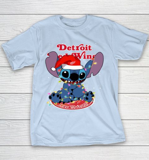 Detroit Red Wings NHL Hockey noel stitch Christmas Youth T-Shirt 4
