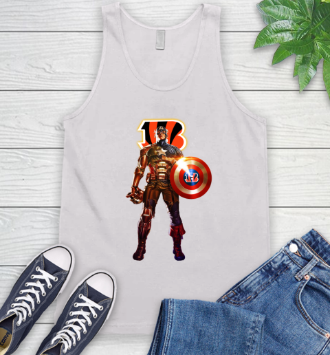 NFL Captain America Marvel Avengers Endgame Football Sports Cincinnati Bengals Tank Top