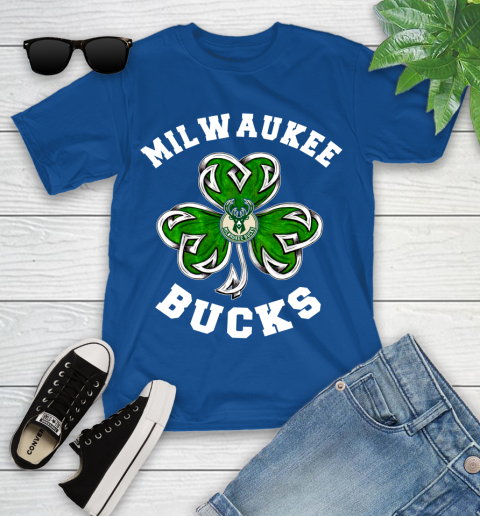 NBA Milwaukee Bucks Three Leaf Clover St Patrick's Day Basketball Sports Youth T-Shirt 12