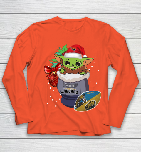 Jacksonville Jaguars Christmas Baby Yoda Star Wars Funny Happy NFL Youth Long Sleeve 4