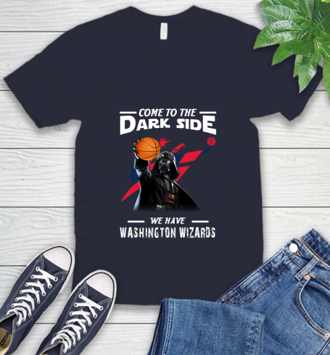 NBA Come To The Dark Side We Have Washington Wizards Star Wars Darth Vader Basketball V-Neck T-Shirt 2