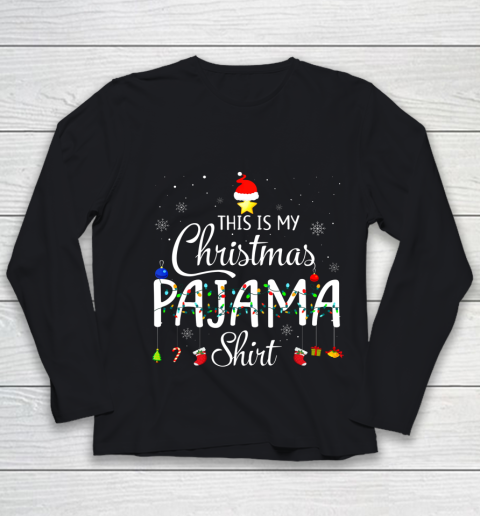 This is My Christmas Pajama Shirt Funny Xmas Light Tree Youth Long Sleeve