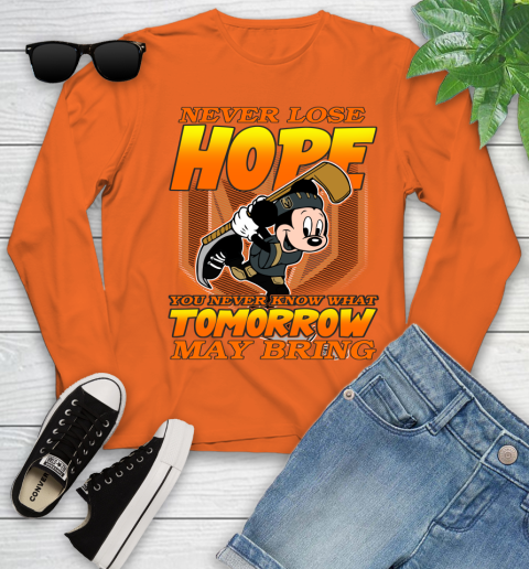 Vegas Golden Knights NHL Hockey ootball Mickey Disney Never Lose Hope Youth Long Sleeve 3