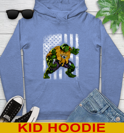 Jacksonville Jaguars Hulk Marvel Avengers NFL Football American Flag Youth Hoodie 12