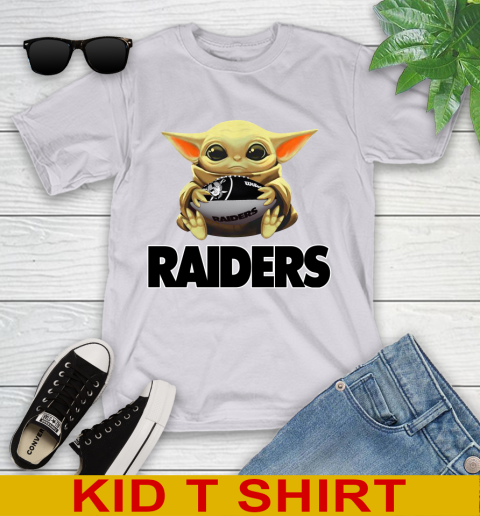 NFL Football Oakland Raiders Baby Yoda Star Wars Shirt Youth T-Shirt 5