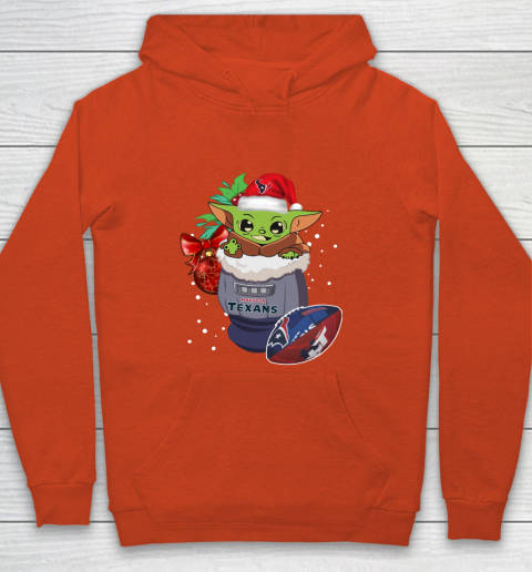 Houston Texans Christmas Baby Yoda Star Wars Funny Happy NFL Youth Hoodie 4