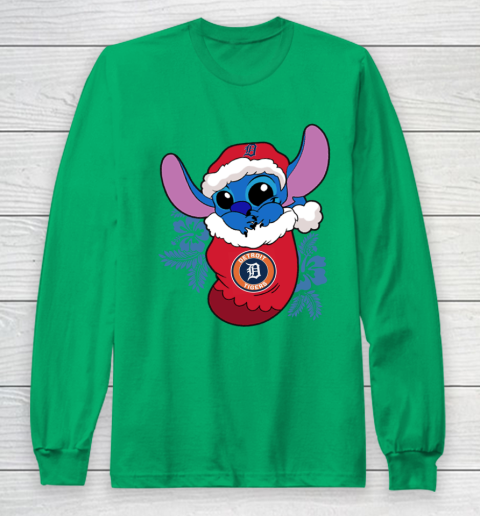 Detroit Tigers Christmas Stitch In The Sock Funny Disney MLB Long Sleeve T-Shirt 7