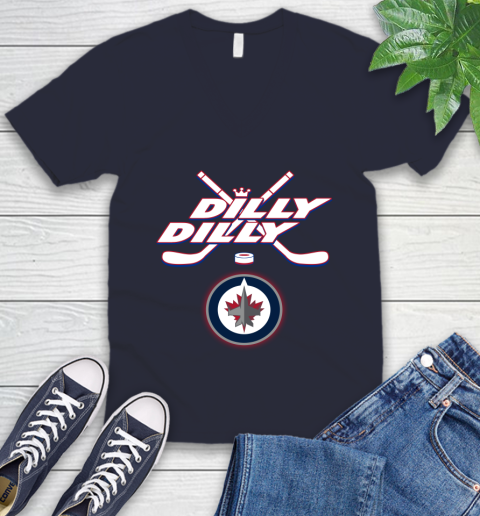 NHL Winnipeg Jets Dilly Dilly Hockey Sports V-Neck T-Shirt 3